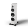 Linn 360 floorstanding speakers in Alpine White and silver